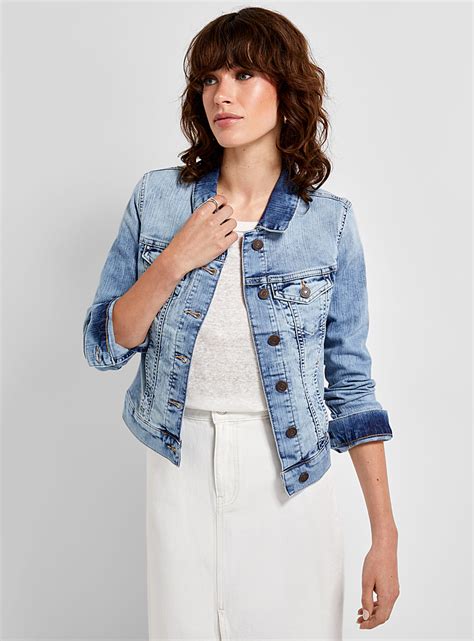 Veste Denim de coton délavé bleu 